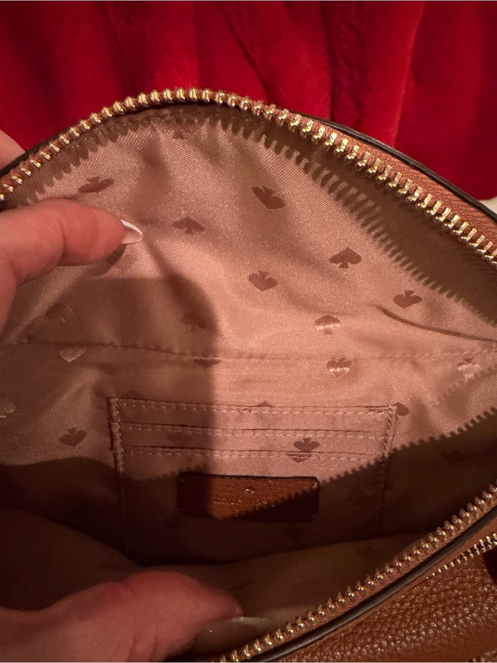Kate Spade Cognac Pebbled Leather Crossbody Belt Bag w/ gold trim - Picture 7 of 9